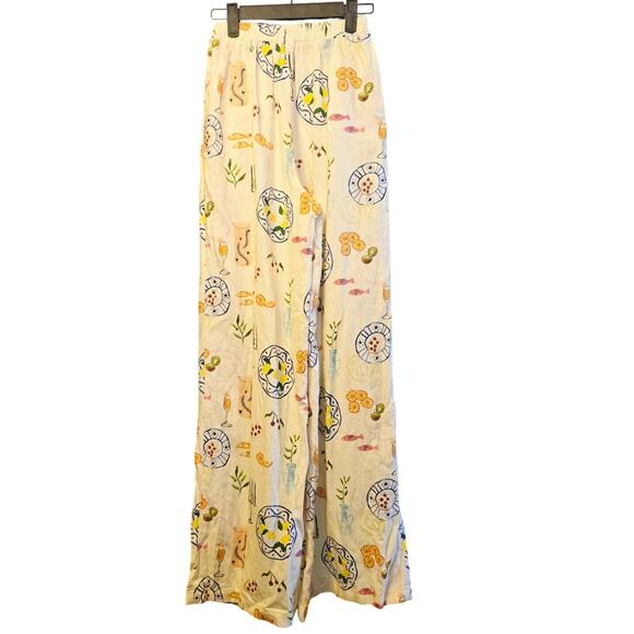 VRG GRL linen blend tropical fish wide leg pants nwot - Picture 2 of 5